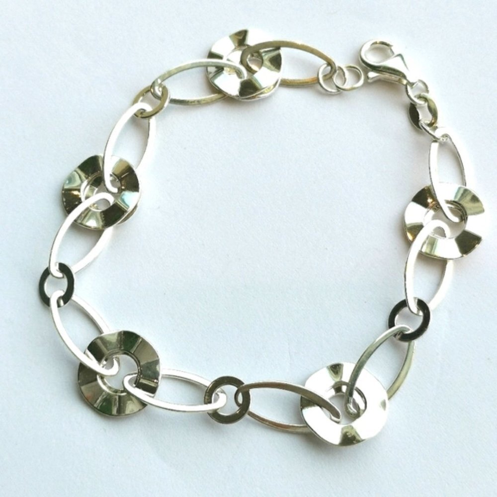 NWT sterling silver link disc bracelet - Picture 4 of 7